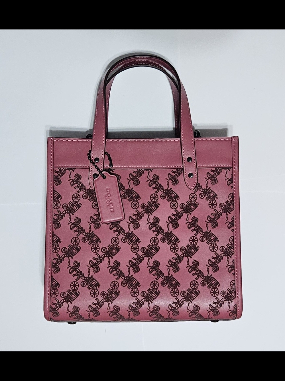 Coach Field Tote Bag 22 With Velvet Horse And Carriage in Rouge CD750 - Picture 15 of 16